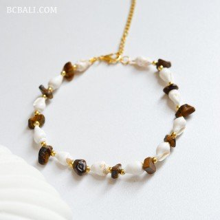 Original Shell Bracelet with Natural Stone Handmade
